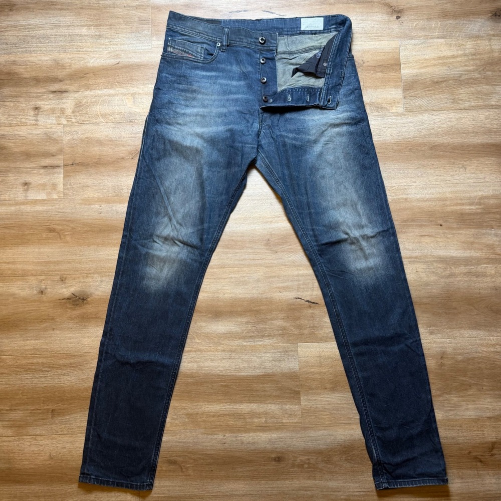 Diesel Tepphar Jeans Mens 34x32 Blue Slim Carrot Stretch‎ Industrial Wash 0833Y
